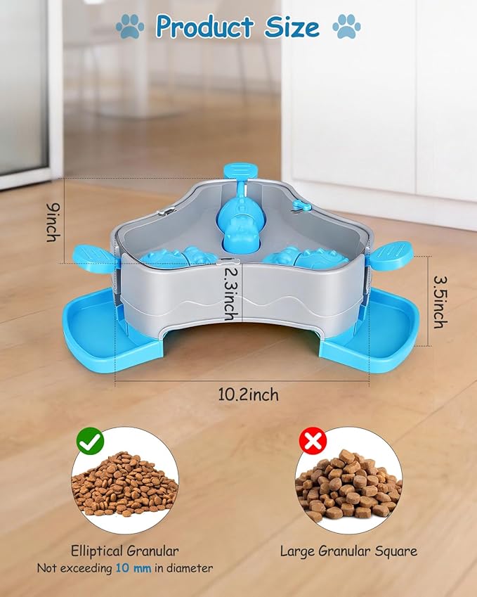 Dog Puzzle Toy, 3-in-1 Interactive Dog Puzzle Toys Press-Type Dog Treat Dispenser Toy Dog Enrichment Toy No-Slip Dog Slow Feeder Interactive Brain Training Toy for Smart Dog Cat, Blue
