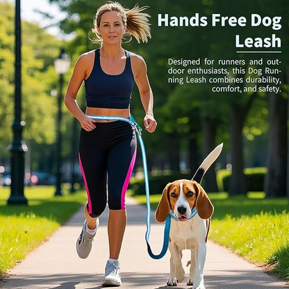 Hands Free Dog Leash, 4.25FT - 9FT Multifunctional Crossbody Waist Leash for Dogs Walking Reflective Running Dog Leashs for Medium and Large Dogs Walking,Jogging,Running,Training (Blue)