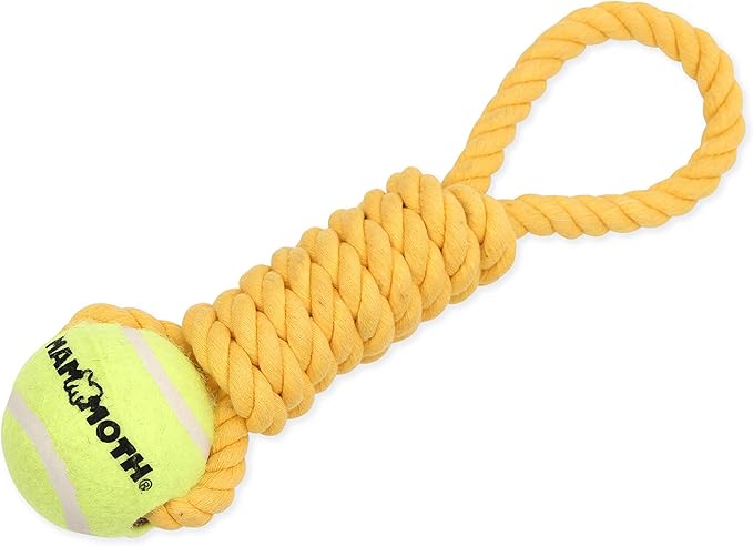 Mammoth Pet Products Flossy Chews Twister Toy with Tennis Ball, Medium 15''