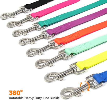 Waterproof Dog Leash, 5/6 FT Durable Odor-Proof Dog Leashes with Strong Metal Hooks Fits Small Medium or Large Dogs (Black, 5FT - 3/4 inch Width)