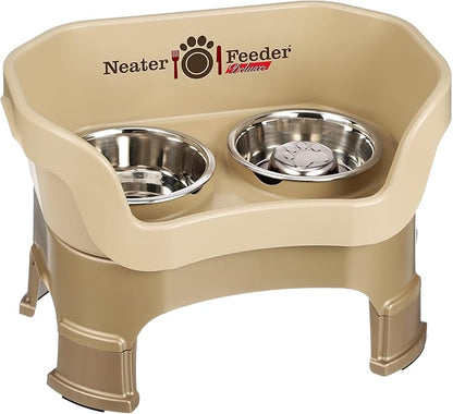Neater Feeder Deluxe Medium Dog with Leg Extensions and Slow Feed Bowl, Cappuccino