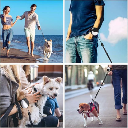 Retractable Hands Free Dog Leash, 360° Tangle-Free Heavy Duty Wrist Dog Walking Leash with 8.2 ft strong Cord and Reflective Nylon Tape, One Button Brake, Pause, Lock for Small Dog or Cat up to 55 lbs