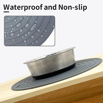 Fhiny 3PCS Silicone Pet Food Mat, 9.5" Round Waterproof Non-Slip Dog Cat Bowl Placemat Preventing Feed and Water Overflow Suitable for Medium Small Bowl Dish Plate for Small Animals Protect Floor