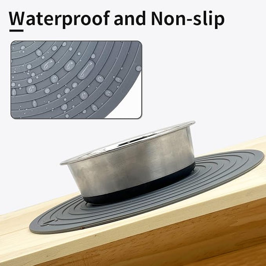Fhiny 3PCS Silicone Pet Food Mat, 9.5" Round Waterproof Non-Slip Dog Cat Bowl Placemat Preventing Feed and Water Overflow Suitable for Medium Small Bowl Dish Plate for Small Animals Protect Floor