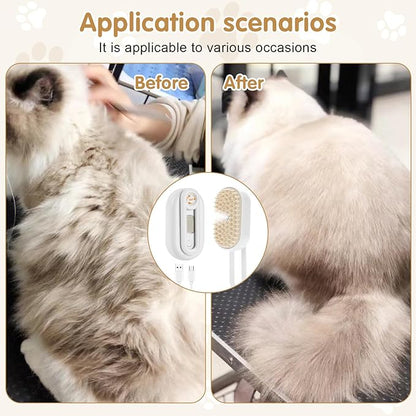 Cat Steam Brush for Shedding, 4 in 1 Rechargeable Steam pet Brush for Indoor Cats and Dogs, Massage, Anti-Static, Cleaning, Shedding & Combing All In One! (White)