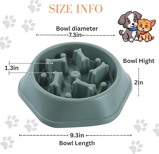 2 PCS Slow Feeder Dog Food Bowl – Bowl Designed to Slow Eating, Promotes Healthy Digestion and Prevents Bloat, Ideal for Cats and Dogs (Green-Green)