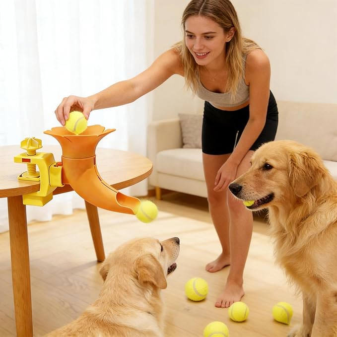 Dog Ball Launch - Interactive Automatic Long-Distance Non-Slip | Small Dogs Tennis Ball Thrower with Adjustable Distance, Pet Toy for Home Dorm Apartment Garden Yard Patio