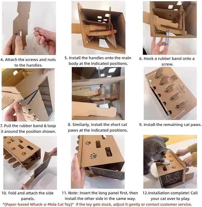Interactive Cat Toys for Indoor Cats Enrichment Toys for Bored Indoor Adult Cats Scratching&Hunting, Kittens Supplies, DIY Cardboard Whack A Mole Cat Toy Box, Gifts for Cat Lovers