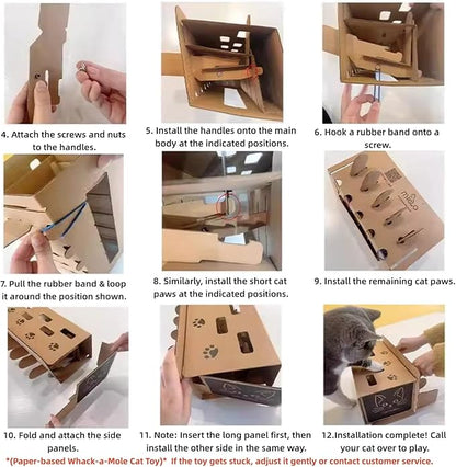 Interactive Cat Toys for Indoor Cats Enrichment Toys for Bored Indoor Adult Cats Scratching&Hunting, Kittens Supplies, DIY Cardboard Whack A Mole Cat Toy Box, Gifts for Cat Lovers