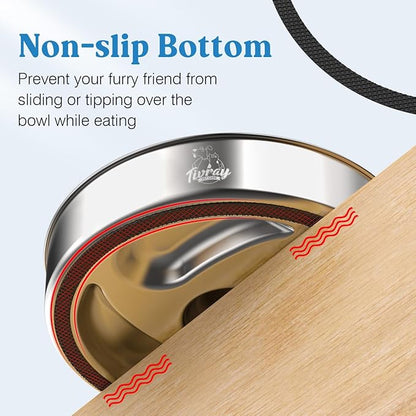 Slow Feeder Dog Bowls, 304 Stainless Steel Dog Slow Feeder Bowl 3.8 Cups Metal Dog Food Bowl with Non-Slip Bottom Shallow Slow Eating Dog Bowl for Small & Medium Breed Stop Bloat, Dishwasher Safe