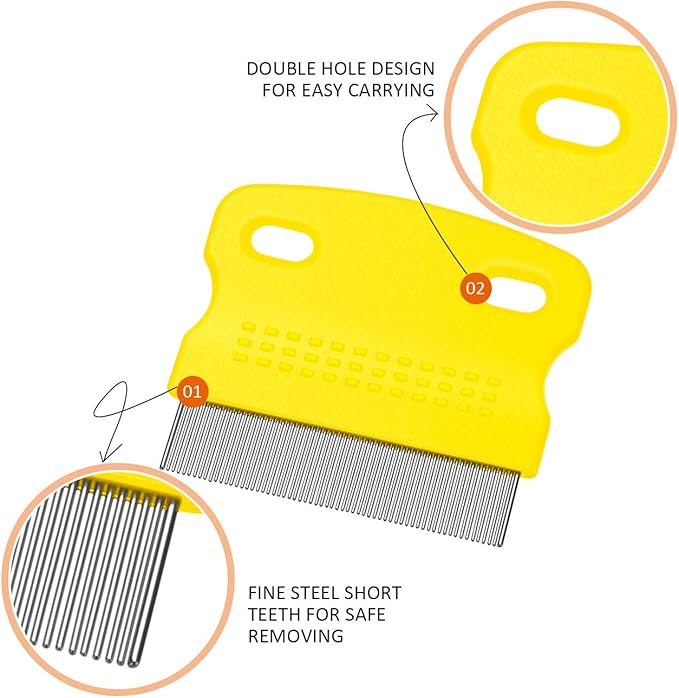 Boao 6 Pack Flea Lice Comb Stainless Steel Dog Cat Grooming Combs with Rounded Teeth, Double Sided Pet Tear Stain Remover Dematting Tool for Pets(Pink, Green, Purple, Yellow)
