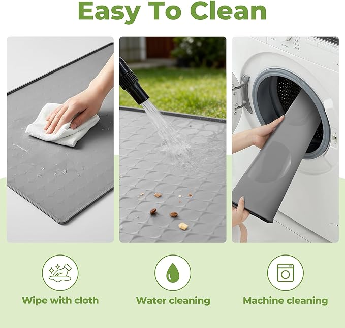 Extra Large 34x22 Inch Silicone Pet Food Mat - Waterproof Dog Mat for Food and Water Bowls, Non-Slip Cat Dog Bowl Mat Protects Floors from Mess, Easy Clean Silicone Mats for Dogs, Ideal Gift for Pets