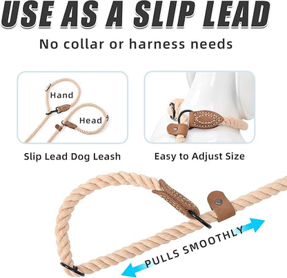 Mile High Life Hands Free Dog Leash, Crossbody Waist Leash with Genuine Leather Connection, Multifunctional Adjustable Slip Lead for Dog Walking Running (Light Brown, 8FT)