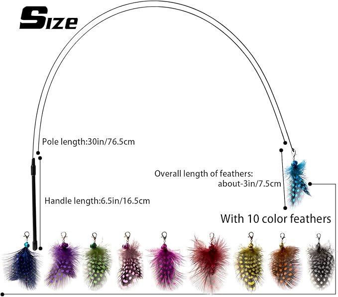 AcceLeah Cat Wand Toys - Interactive Feather Toy with 10 Replacements, Ideal for Indoor Cats & Kittens