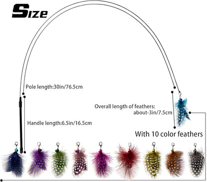 AcceLeah Cat Wand Toys - Interactive Feather Toy with 10 Replacements, Ideal for Indoor Cats & Kittens