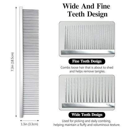 Professional Dual-Sided Fine & Coarse PET Grooming Comb with Antistatic Brass Handle and Rounded Teeth