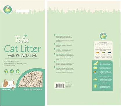Kitty City pH Detecting Tofu Cat Litter, 100% Natural Plant-Based Formula, Fast Clumping, Low Dust, Flushable & Super Absorbent, 6 lb