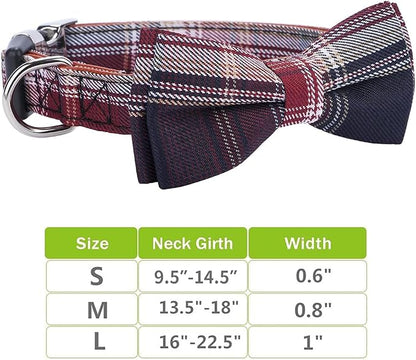 Faleela Soft &Comfy Bowtie Dog Collar,Detachable and Adjustable Bow Tie Collar,for Small Medium Large Pet (Red and White, Small (Pack of 1))