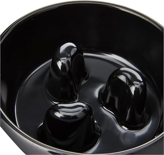 Rosewood Anti-Scoff Slow Feeder Dog Bowl – Medium Heavy-Duty Melamine Food Bowl for Small to Medium Breeds – Aids Digestion & Reduces Gulping – Slip-Resistant, Durable & Easy to Clean – Black