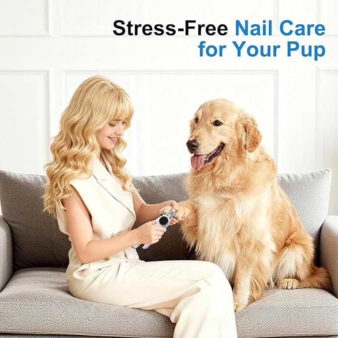 2-in-1 Dog Nail Clippers and Grinder, Electric Dog Nail Trimmer for Large Medium Small Dogs & Cats with 3 Speeds, USB Rechargeable, Quick Sensor, Splash Guard & LED Lights, Safe & Painless (White)