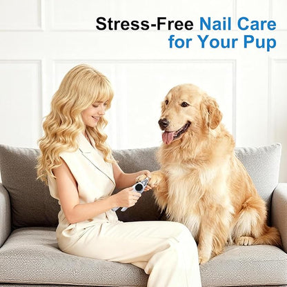 2-in-1 Dog Nail Clippers and Grinder, Electric Dog Nail Trimmer for Large Medium Small Dogs & Cats with 3 Speeds, USB Rechargeable, Quick Sensor, Splash Guard & LED Lights, Safe & Painless (White)
