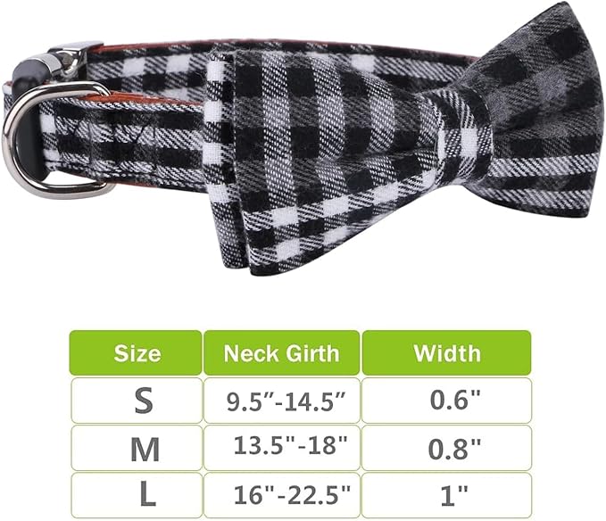 Faleela Soft &Comfy Bowtie Dog Collar,Detachable and Adjustable Bow Tie Collar,for Small Medium Large Pet (Small (Pack of 1), Black and Whit)