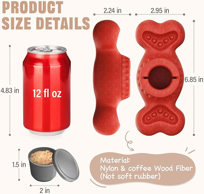 3-in-1 Enrichment Dog Toy for Aggressive Chewers, Frozen Treat Toy & Interactive Treat Dispenser with Peanut Butter Grooves, Long Lasting Chew Toy for Large Dogs, Easy to Clean, Red