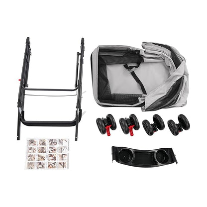 Foldable Pet Stroller w/Lockable Brakes,40lbs Capacity Ventilated Mesh Carrier Cart for Small Medium Dogs & Cats,Dog Stroller (Light Gray)