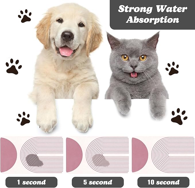 Dog Food Mats,Cat Absorbent Water Bowl Feeding Mats Pet Placemats for Food and Water Pink Bohemia 17 * 30 inch