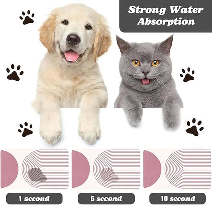 Dog Food Mats,Cat Absorbent Water Bowl Feeding Mats Pet Placemats for Food and Water Pink Bohemia 17 * 30 inch