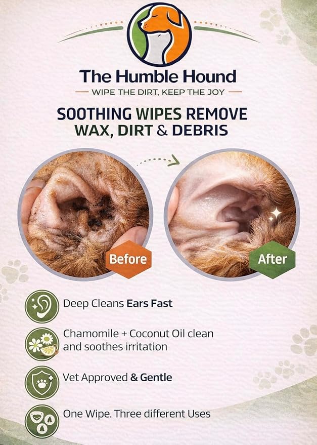 3-in-1 Dog Dental Wipes – Finger Wipes for Teeth, Ears & Snout Infused with Coconut Oil | Promotes Fresh Breath, Tartar Control & Daily Hygiene | Gentle Grooming Wipes for All Dogs – 50 Count