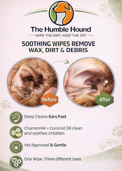 3-in-1 Dog Dental Wipes – Finger Wipes for Teeth, Ears & Snout Infused with Coconut Oil | Promotes Fresh Breath, Tartar Control & Daily Hygiene | Gentle Grooming Wipes for All Dogs – 50 Count