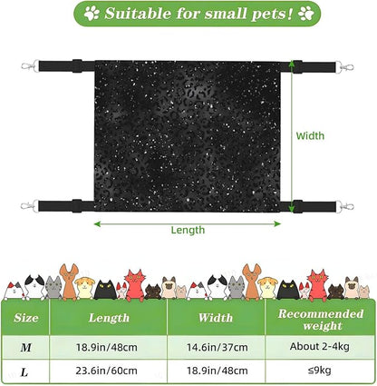Cute Black Cheetah Leopard Skin Print Animal Cat Hammock for Cage Hanging Reversible Pet Hammock Bed Adjustable,Soft Sleeping Hammock for Cats,Ferret,Puppy,Rabbits,Small Animals