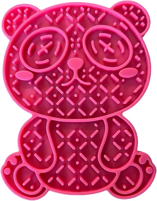 Silicone Panda Enrichment Lick Mat for Dogs & Cats with Suction Cups- Dog Slow Feeder Mat- Non Slip Slow Feeder Lick Mat- Calming Mat for Bath, Grooming, Nail Trim - (Pink)