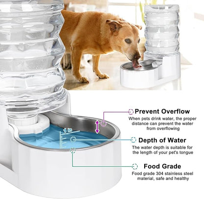 RIZZARI Automatic Gravity Pet Dispenser: Helps Prevent Urinary Stones - an Activated Carbon Ion Exchange System - Removes Odors - Softens Water -6.5L Large Capacity Stainless Steel - Living Room