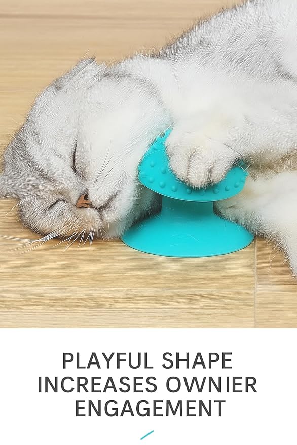 Cat Grooming Supplies for Indoor Pets - Furminator for Cats with Suction Cup - Cat Face Scratcher with Holes for Catnip - Thermoplastic Rubber Corner Brush for Cats Kittens Hamsters (Without Catnip)