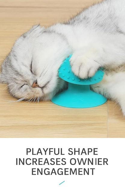 Cat Grooming Supplies for Indoor Pets - Furminator for Cats with Suction Cup - Cat Face Scratcher with Holes for Catnip - Thermoplastic Rubber Corner Brush for Cats Kittens Hamsters (Without Catnip)