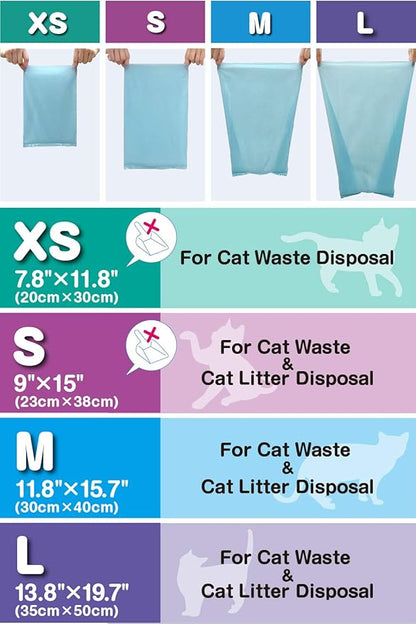 BOS Amazing Odor Sealing Cat Waste Disposal Bags - Durable, Unscented [Size: L, Color: light blue] (60 Count, Pack of 1) (60 Bags) ★NOT a litter box liner