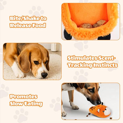 Andiker Dog Squeaky Toy, Cute Slipper Shaped Dog Chew Toys with a Squeaker and Crinkle Paper, Hide Food Puppy Stuffed Toy for Small Medium Dogs to Bite and Relieve Boredom and Stress (Orange)