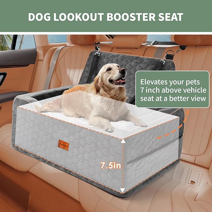 Dog Car Seat Medium Sized Dog Under 60 Lbs, Large dogBed for Car Back Seat, Booster Seat for 2 Small Dogs,PortableDog Travel Accessories