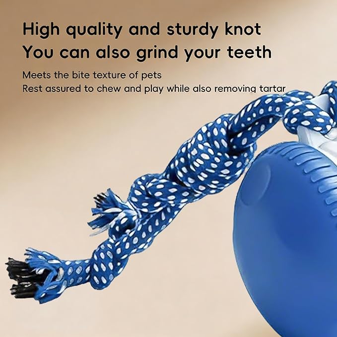 Interactive Dog Toy – Automatic Electric Rolling Ball with Rope, Motion-Activated Play, Random Movement, Rechargeable, Ideal for Boredom Relief for All Dog Sizes