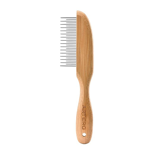 ARTERO Double Swivel Pin Comb - Dog Grooming Comb - Bamboo & Steel - Brown - For Dog Owners