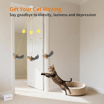 Interactive Feather Cat Toy 8-Piece Set | Indoor Hanging Elastic Rope with Adjustable Height,Delivers Diverse Stimulation for Cats' Play, Jumping & Boredom Relief