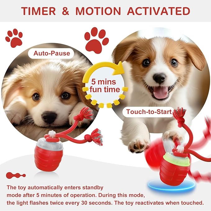 Interactive Dog Toys, Moving Interactive Dog Ball with Touch Activated, Automatic Rolling Ball Toys for Puppy/Medium Dogs, Squeaky Dogs Toy Active Rolling Wicked Balls for Daily Training (green)