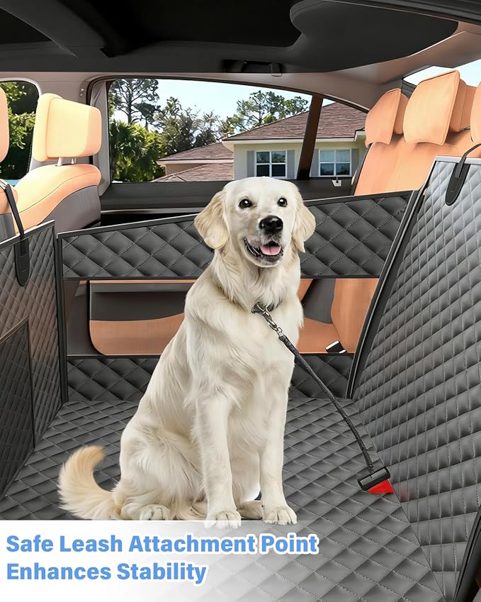 Instraella Dog Car Seat for Large Dogs, Back Seat Extender for Dogs, Foldable Pet Car Seat with Waterproof Oxford Fabric and Non-Slip Bottom, All-Around Protection and Strong Support, Grey