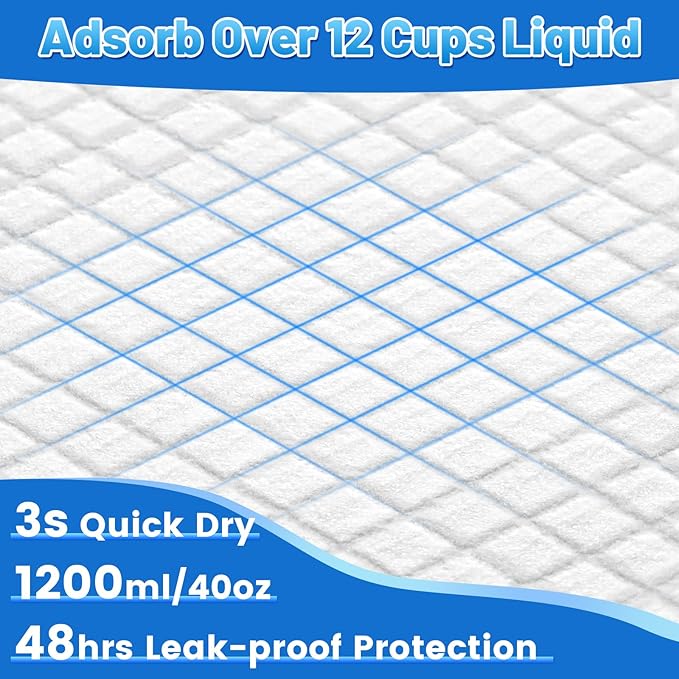 Gimars XXXL 31X47” 40 Count 1200ML Super Absorbent Thicken 6-Layer Ultra Large Dog Pee Pads — Leak-Proof Odor-Control Quick-Dry Training Pads for Large Senior Dogs, Puppies, Cats & Pets