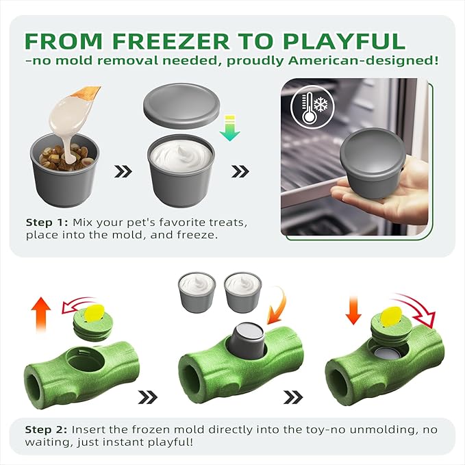 KADTC XXL 3-in-1 Durable Dog Enrichment Toy - Long-Lasting Fillable & Frozen Lick Toy - No-Transfer Freeze & Play -Mess-Free - Ultimate Boredom Buster & Tough Chew Toys for Large Dogs - BPA-Free, Safe