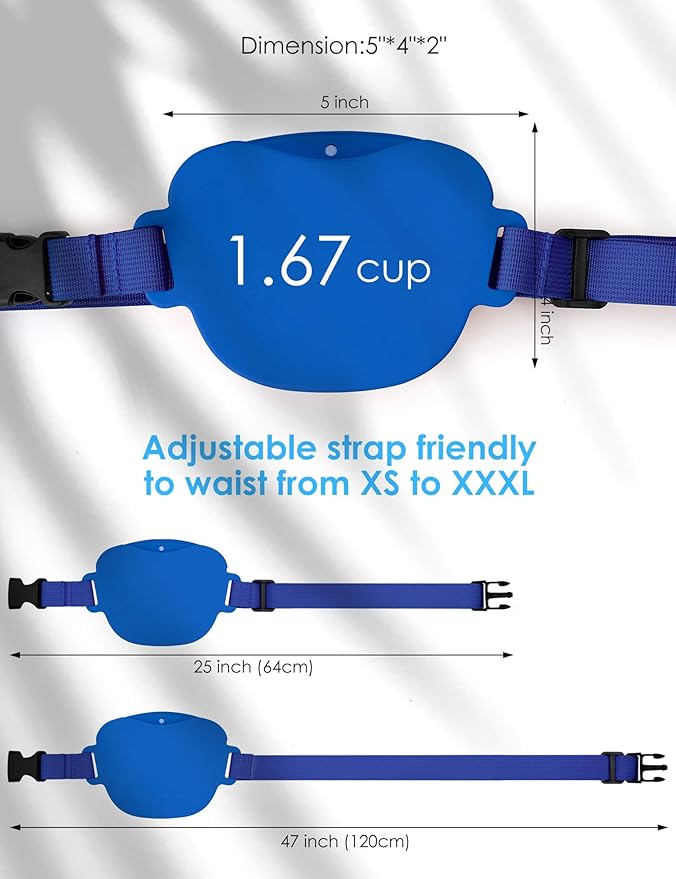 heouvo Dog Treat Pouch with Training Clicker, Upgrade Stronger Magnetic Closure to Avoid Spilling, 1.67 Cup Silicone Treat Bag Fanny Pack with Waist Belt for Pet Training Walking (Blue)