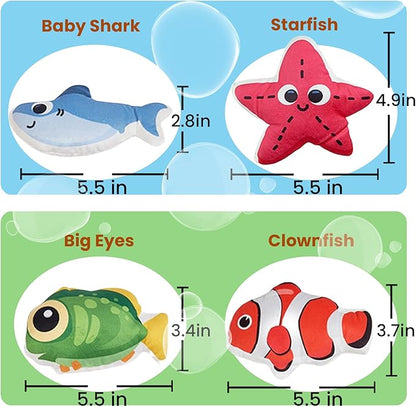 Cat Toys Fish, 4 Pack Crinkle Catnip Toys for Indoor Cats, Soft Durable Kitten Teething Toys, Interactive Cat Kicker Toys for All Breeds