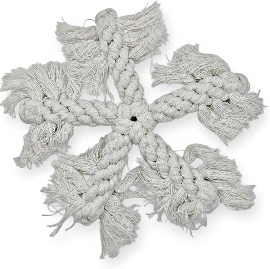 Winter Snowflake Dog Rope Toy - Holiday Pet Chew Toy for Puppies, Small & Medium Dogs